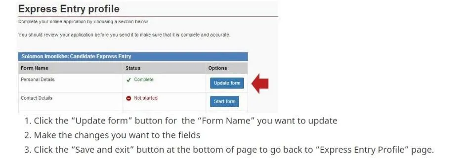 Express Entry Profile Fields